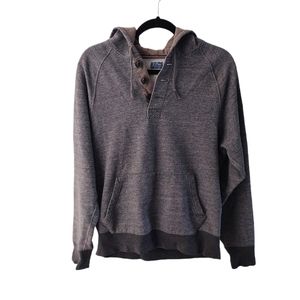 J Crew Men's Gray Vintage Fleece Three button Hoodie Sweatshirt Sz M